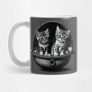 Little cats in basket Mug